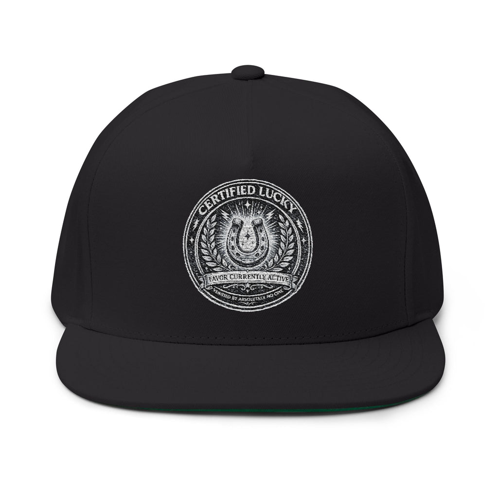 Lucky Game Day Flat Bill Cap — Sports Superstition Embroidered Hat