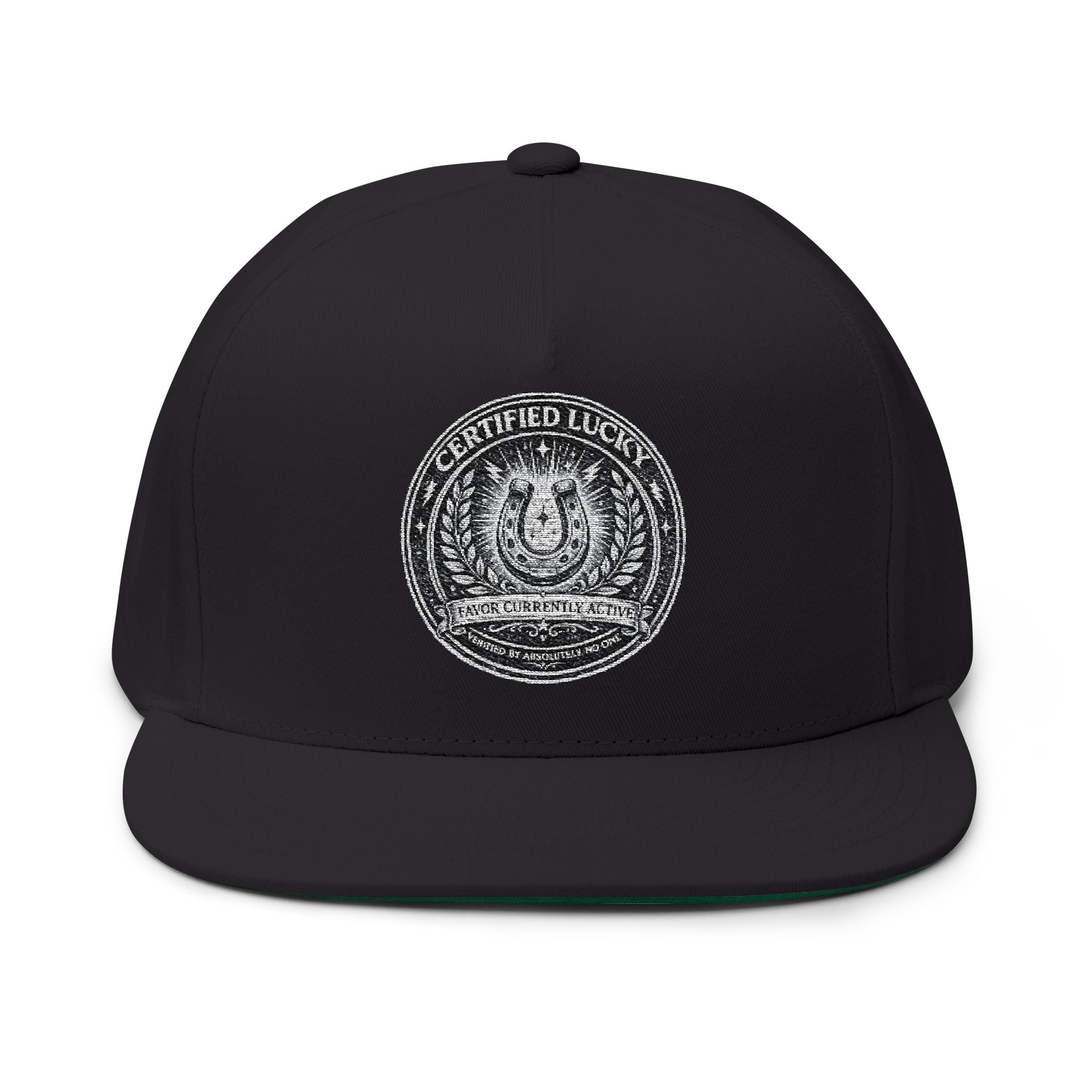 Lucky Game Day Flat Bill Cap — Sports Superstition Embroidered Hat