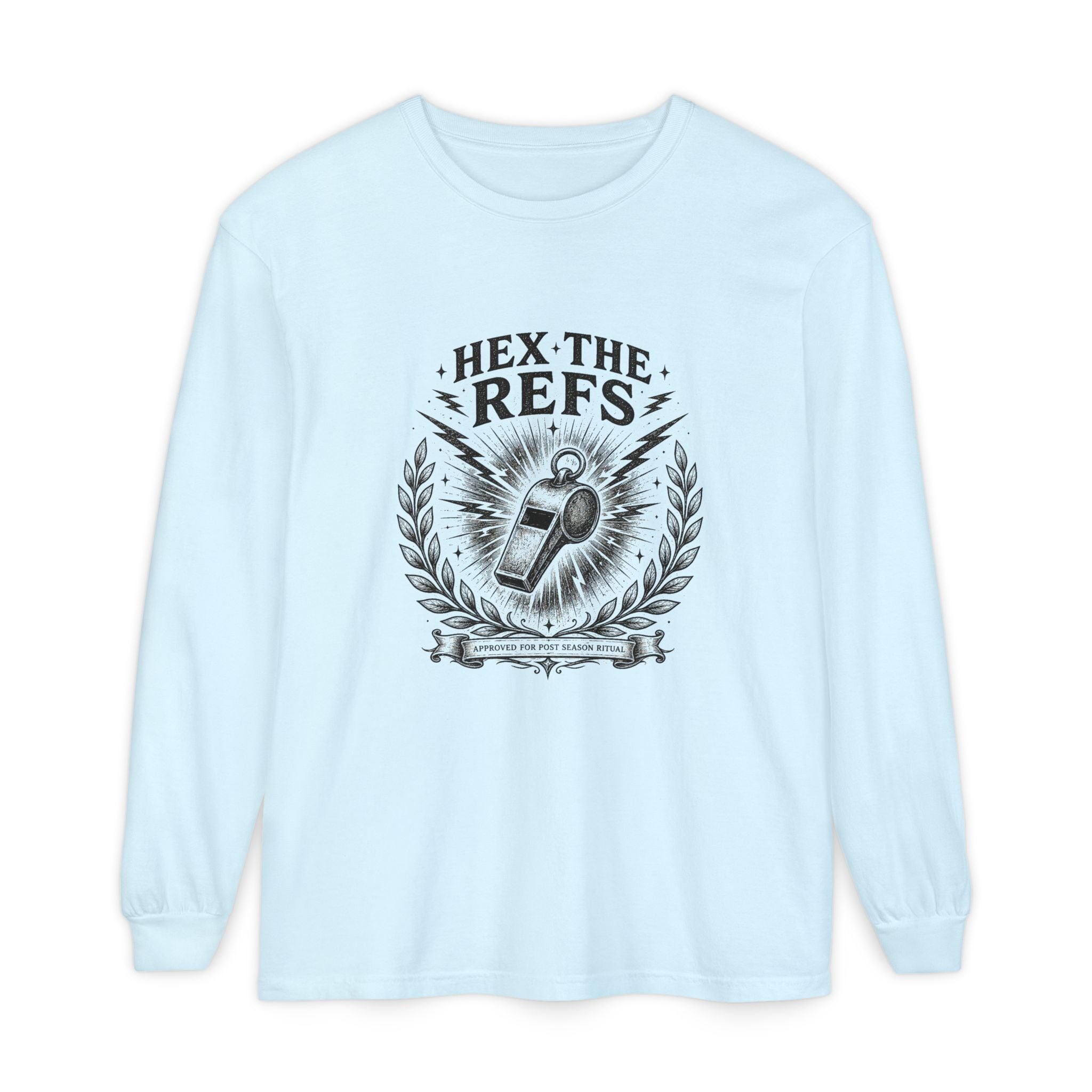 Funny 'Hex the Refs' Long Sleeve T-Shirt — Sports Superstition Shirt for Fans