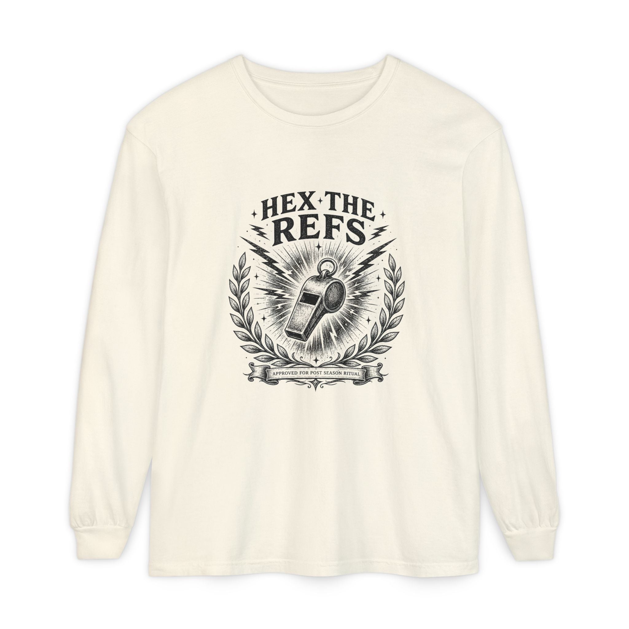 Funny 'Hex the Refs' Long Sleeve T-Shirt — Sports Superstition Shirt for Fans