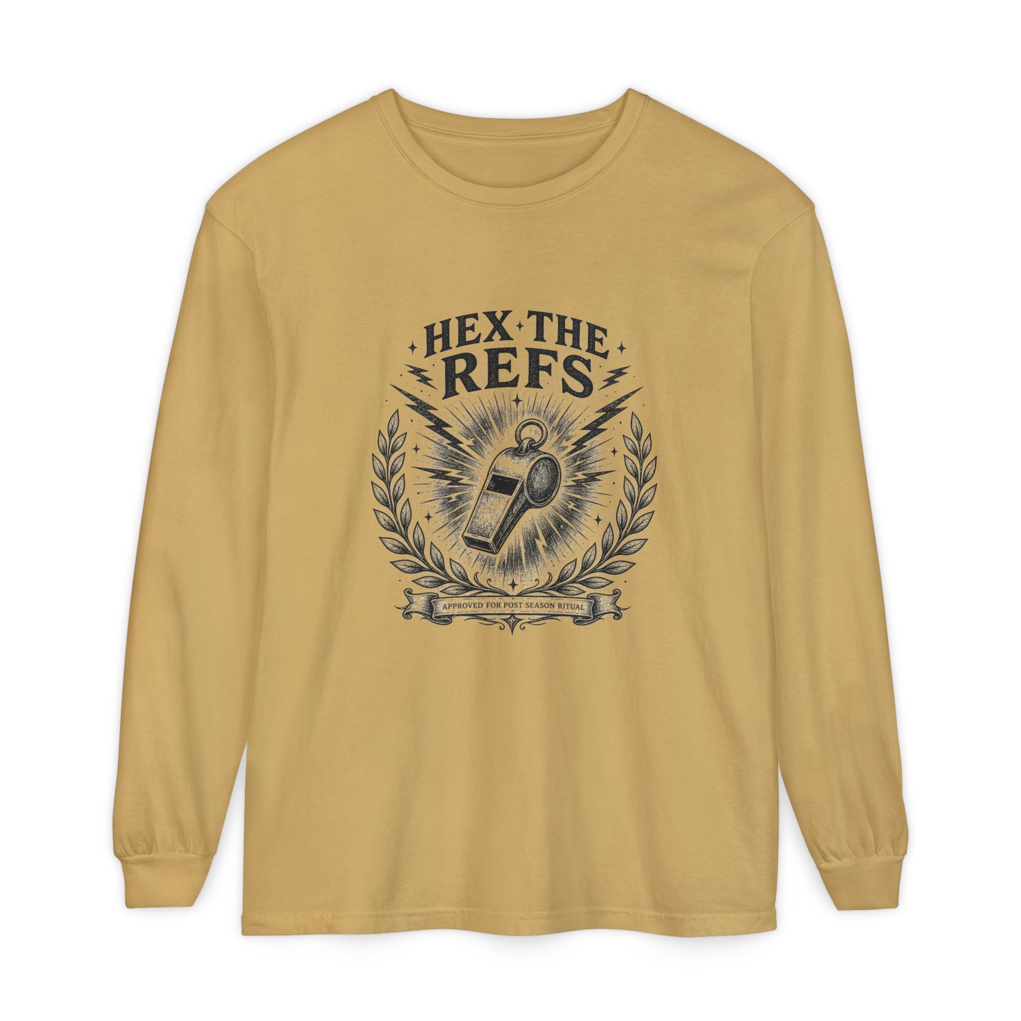 Funny 'Hex the Refs' Long Sleeve T-Shirt — Sports Superstition Shirt for Fans