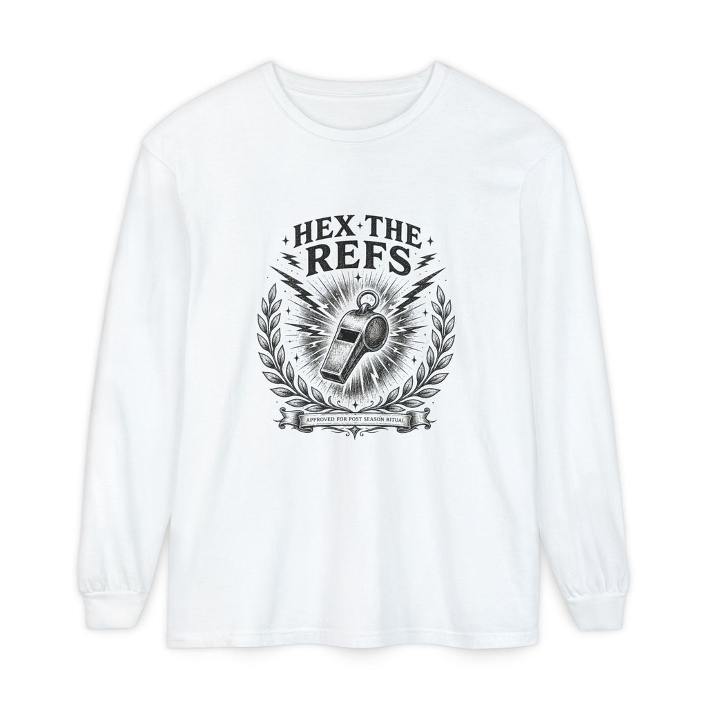 Funny 'Hex the Refs' Long Sleeve T-Shirt — Sports Superstition Shirt for Fans