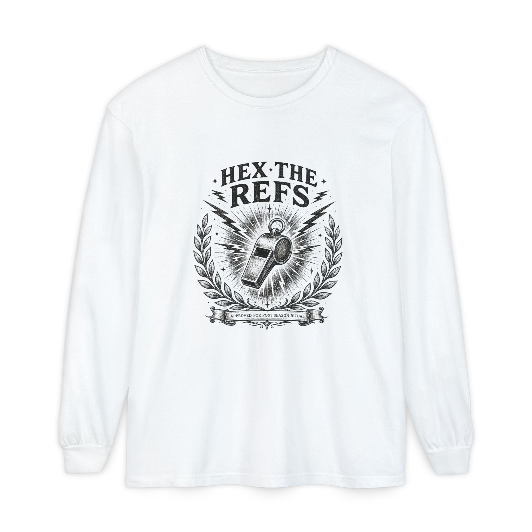 Funny 'Hex the Refs' Long Sleeve T-Shirt — Sports Superstition Shirt for Fans
