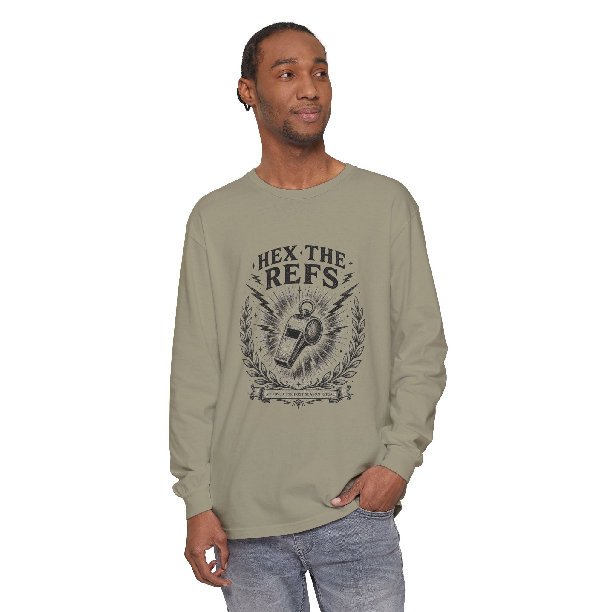 Funny 'Hex the Refs' Long Sleeve T-Shirt — Sports Superstition Shirt for Fans